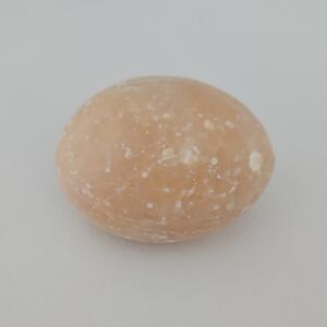Vintage Hand Carved Natural Alabaster Beige Stone Egg